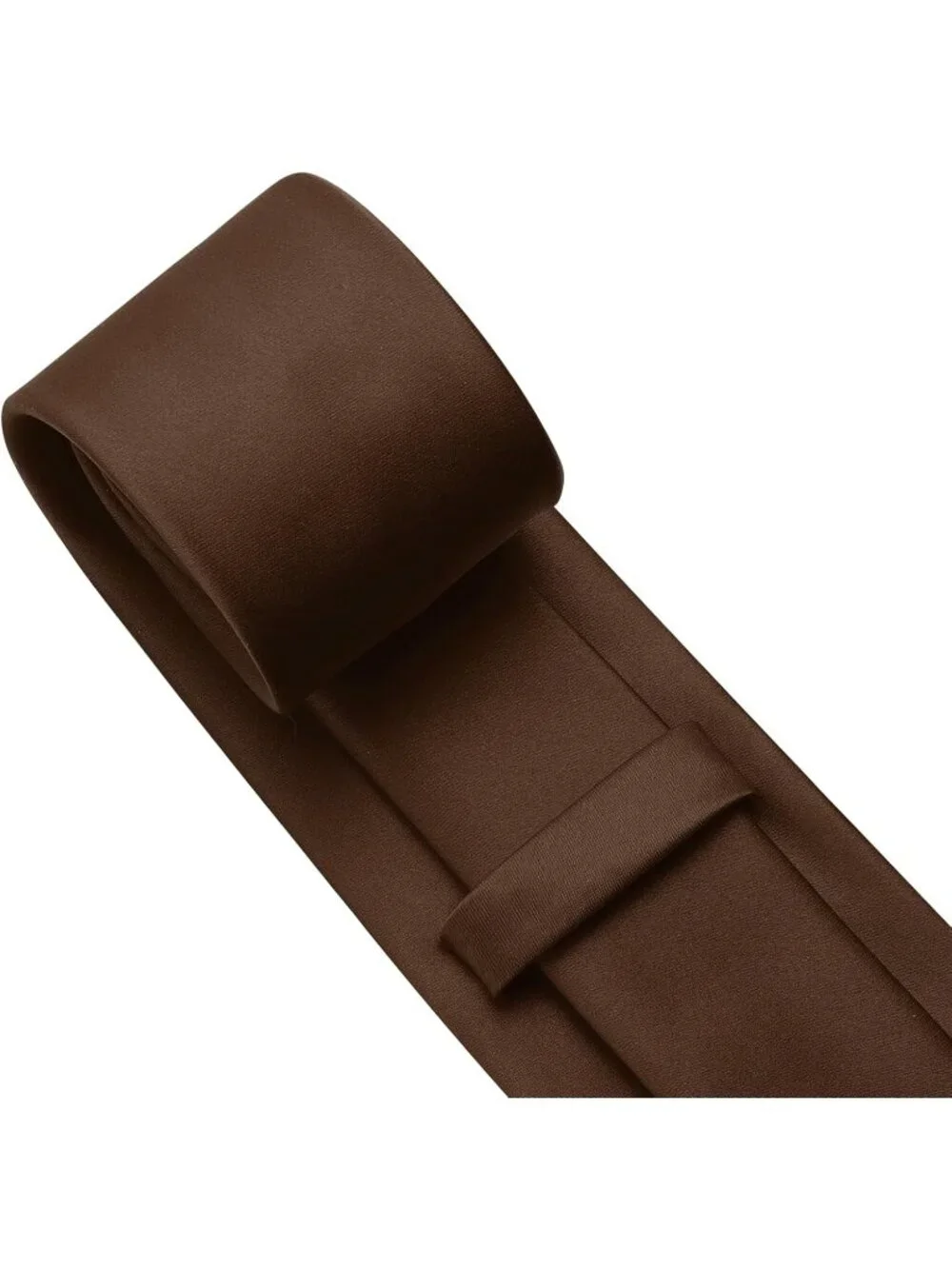 Men Dark Brown Solid Microfiber Plain Formal Silk Necktie For Business Dress Tie